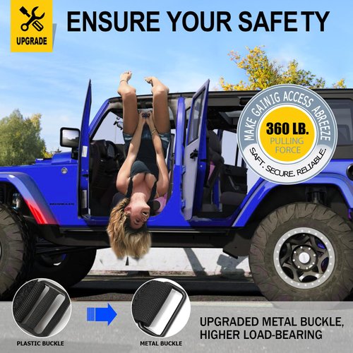 moveland Grab Handles for Jeep Wrangler - Upgrade Metal Buckle Paracord Grip Handle - Roll Bar Grab Handles for Jeep Wrangler JL, JK, TJ, YJ & Jeep Gladiator Accessories (2PACK)
