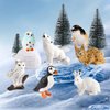 SIENON 60Pcs Arctic Animal Toy Set Includes 27Pcs Mini Polar Animal Figurines with Polar Bear, Penguin, Caribou, Snowy Owl, 3Pcs Model Pine Trees, 30Pcs Fake Ice Rocks for School Project Cake Toppers