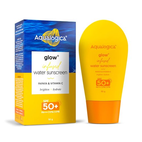 Aqualogica Glow+ Infused Water Sunscreen with SPF 50 &amp; Pa++++ | with Papaya &amp; Vitamin C | Ultrali...