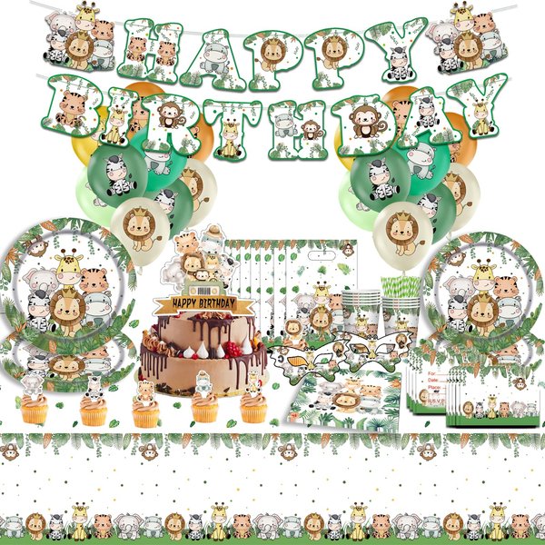 Birthday Party Supplies, 135Pcs Wild One Theme Decorarions, Supplies Includes Tablecloth, Plate, Napkin，Paper Cup