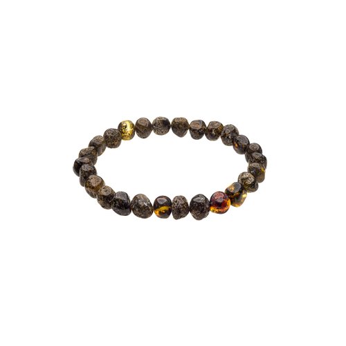 Genuine Amber Bracelet From Baltic Sea Made with Elastic Band Polished Green 20 cm (7.9 Inches).