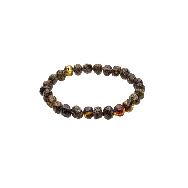 Genuine Amber Bracelet From Baltic Sea Made with Elastic Band Polished Green 20 cm (7.9 Inches).