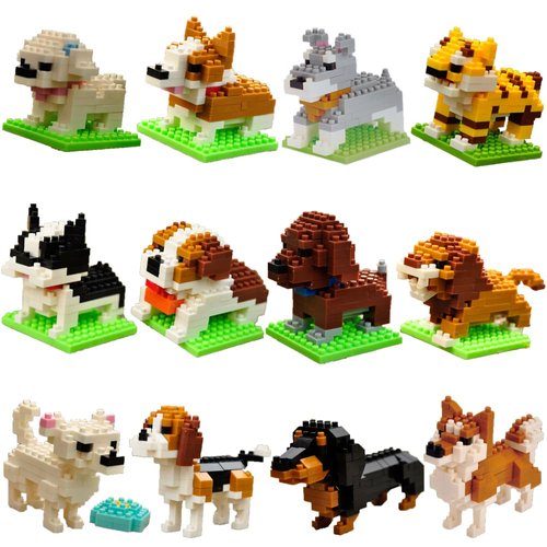 12 Packs Mini Animals Building Blocks Sets Dog Cats Building Toys Party Favors for Kids Educational Brick Kits,Goodie Bags,Classroom Prizes, Birthday Valentines Easter Gifts for Kids Boys Girls