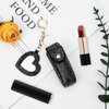 Black Lipstick Holder with Mirror Leather Diamond Lip Gloss Bag Chapstick Holder Keychain Portable Lip Balms Holder for Women Girl Travel Lipgloss Coins Storage Holder for Purse