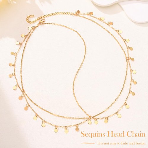 CLOACE Gold Sequin Head Chain Boho Tassel Headband Featival Costume Hair Band for Women