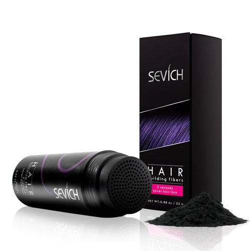 SEVICH Hair Fibers for Thinning Hair, Hair Building Fibers Instantly Thicker & Fuller Look,Hair Powder for Men & Women 25g Black