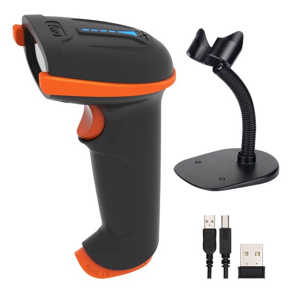 Tera 1D 2D QR Barcode Scanner Wireless and Wired with Battery Level Indicator Digital Printed Bar Codes Reader with Stand Portable Handheld Barcode Scanner Compact Plug and Play Model D5100-Z