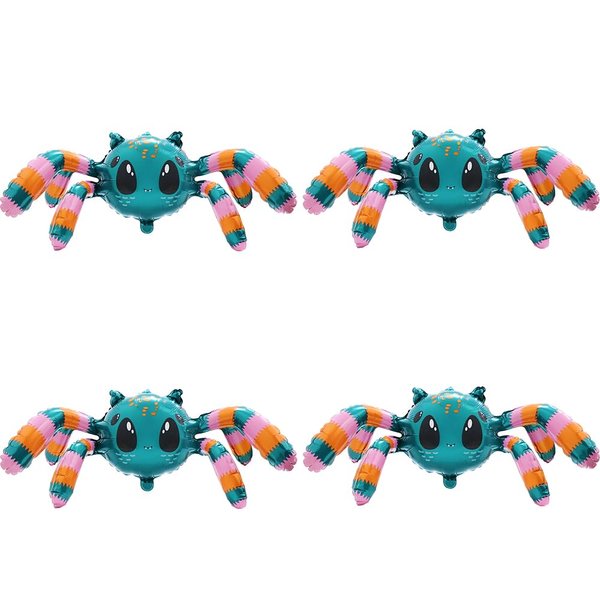 Cute Cartoon Hanging Spider Balloon Animal Airwalker Walking Balloon Happy Halloween Party Decoration, 4 Pack 4D Self Stand Spider Foil Balloons Arachnid Balloons Birthday Supplies