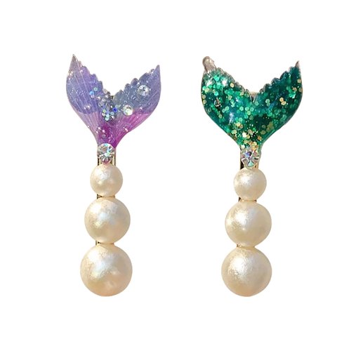 2Pcs Mermaid Hair Clips Mermaid Tail Hairpins Sequins Fish Tail Hairpin Mermaid Hair Barrettes Cu...