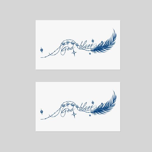 Oottati 2 Sheets Tiny Fake Semi Permanent Waterproof Temporary Tattoos Stickers 100% Plant-Based Ink Realistic English Inspirational Quotes Words God bless Feather