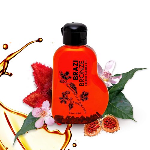 Brazi Bronze Dark Tanning Oil No SPF, Cruelty-Free Organic Natural Suntan Oil, Carotene Tanning Oil, Almond Oil, Vitamin E, Gluten Free, Vegan, Travel Size Tanning Oil (3 Ounces)