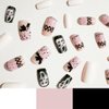 Halloween Press on Nails Medium Square Fake Nails with Glue Horror Ghost Face Glue on Nails Pink Acrylic Nails Blood Bat Skull Stick on Nails Full Cover Nail Tips False Nails for Women and Girls 24Pcs
