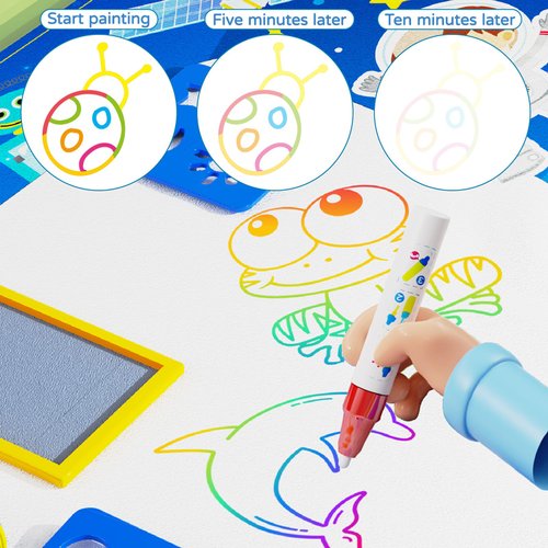Generic Water Doodle Mat 40 x 32 Inches Magic Painting Writing Coloring Doodle Drawing Mat Toy for Kids Toddler,Educational Toys for 3 4 5 6 7 8 Years Old Birthday Gifts