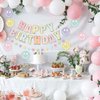 Pastel Happy Birthday Decorations for Women Girls, Macaron Happy Birthday Banner with Smiley Face Birthday Decorations, NO DIY Birthday Party Decorations with Circle Dot Happy Birthday Garland and Bunting Banner
