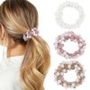 Bartosi Pearl Hair Ties White Elastic Hair Scrunchies Rhinestone Ponytail Holder Beaded Hair Ropes Non Slip Hair Bands Hair Accessories for Women and Girls (Pack of 3)