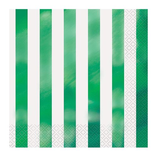 Foil Green Striped Paper Napkins, 16ct