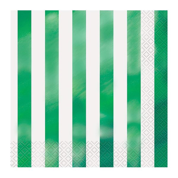 Foil Green Striped Paper Napkins, 16ct