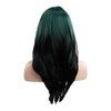 Sallcks Womens Green Wig Long Layered Green with Black Highlight Wigs with Bangs Heat Resistant Synthetic Fiber Wigs