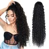 LACE PLUS 32 Inch Long Curly Ponytail Hair Extension Curly Heat Resistant Synthetic Instant Clip Drawstring Ponytail Clip in Ponytail Hair Extensions Curly For Black Women (#1 Black,6.70OZ)