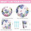 HIPVVILD Hydrangea Floral Plates And Napkins Party Supplies, Hydrangea Party Decorations, Paper Plate, Cup, Napkin, Fork, Flower Hydrangea Birthday Bridal Baby Shower Wedding Decorations | Serve 24