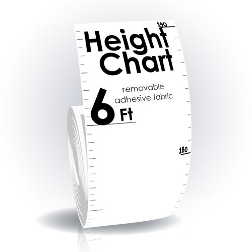 Growth Height Chart Kids Room Décor Reusable Narrow Decal Plastic Leave no Residue (BW)