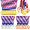 Pllieay 24 Pieces Plastic Winner Medals, Winner Award Medals, Gold Silver and Bronze Medals for Sports, Competition, Talent Show, Spelling Bee, Gymnastic Birthday Party Favors and Awards