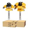FivePears 2 Pieces of Tongue and Groove Router Bits Set with 1/4" Shank,3 Teeth T Shape Wood Milling Cutter Woodworking Tool