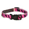 Xsmall Pink Zebra Dog Collar: 1/2" wide, Adjusts 6-12" - Made in USA.