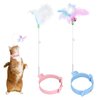 XIHIRCD 2pcs Cat Collar Toys, Silicone Feather Cat Teasing Wands with Neck Collar Adjustable Cat Wand Toys with Bell Cat Interactive Teaser Toys for Indoor Cat Playing Training