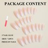 MERVF Almond Press on Nails Medium Fake Nails Ombre White French Tip Stiletto Glue on Nails with Design Acrylic Nails Press ons False Nails 24pcs Glossy