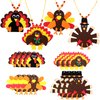 MTLEE 12 Sets Thanksgiving Turkey Craft Kits, Foam Turkey Necklace Craft Kit, DIY Turkey Necklace Thanksgiving Crafts for Kids Halloween Thanksgiving Party Favors Holiday Activities, 4 Styles