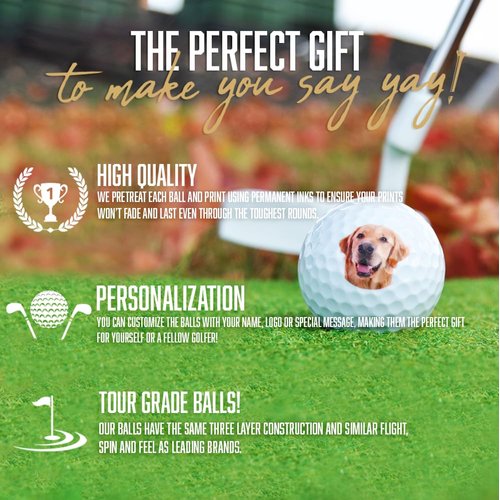 Personalized Golf Ball Gift - 3 Pack Custom Golf Ball, Gift for Golfer, Unique Gift for Guys,Gifts for Men, Groomsmen Gift, Photo Golf Ball, Tour Quality Golf Balls