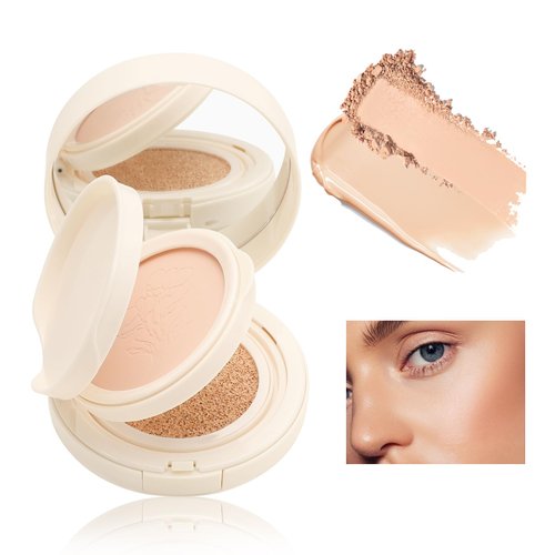 AFGHOUZ Cushion Foundation & Pressed Powder Set, Cream Air Cushion Foundation Makeup and Matte Pressed Setting Powder, for A Natural Long Lasting Coverage