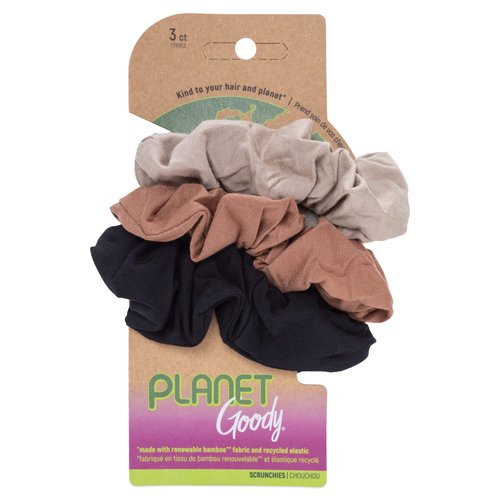 GOODY Planet Ouchless Womens Hair Scrunchie - 3 Count,Assorted Neutral Colors - Suitable for All Hair Types - Pain-Free Hair Accessories for Women Perfect for Long Lasting Braids & Ponytails