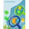 Baby Bath Toys 1 Pcs Frog Animals Fishing Net with 3 Pcs Water Floating Sea Animals Frog Toys, Bathroom Pool Water Floating Accessory Duck Crab Frog Fishing Play Set for Toddlers
