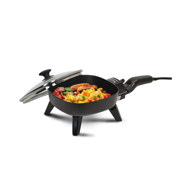 Elite Gourmet EFS-400 Personal Stir Fry Griddle Pan, Rapid Heat Up, 600 Watts Non-stick Electric Skillet with Tempered Glass Lid, Size 7" x 7"