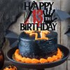 Black Glitter Killer Happy 13th Birthday Cake Topper, Halloween Zombie Vampire Bloody Friday Birthday Décor, Halloween Horror Themed 13th Birthday Party Decorations