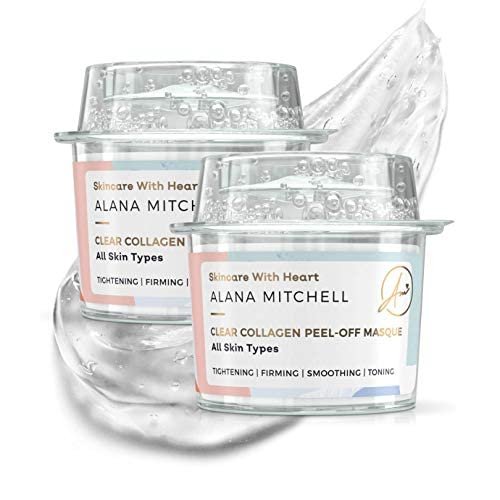 Alana Mitchell Anti Aging Peel Off Collagen Face Mask For All Skin Types Instantly Reduces Wrinkles & Fine Lines - Tightening Firming Smoothing & Toning - All Natural (Two Pack)
