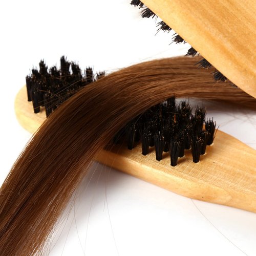 Hair Straightening Comb, Professional Hairdressing Comb Double Brushes with Wood Handle Anti Static Hair Straightener Tool for Home Salon Hair Styling Daily Maintenance