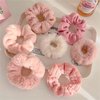 7 Pcs Hair Scrunchies Rabbit Furry Hair Ties Pom Elastic Hair Bobbles Rope Fluffy Ponytail Holder Ball Hair Band for Women Girls Hair Accessories-076-Pink