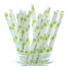 Green Polka Dots Party Paper Straws - 25 Pack - Mason Jar Wedding Straws, Decorative Drinking Straws, Green Polka Dot Straws