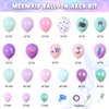 Amandir 138Pcs Mermaid Birthday Party Decorations, Pink Purple Blue Mermaid Balloon Garland Arch Kit Birthday Banner Cake Topper Mermaid Tail Shell Balloons Mermaid Theme Party Supplies for Girl Kids