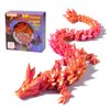 PETBSNVB 12" 3D Printed Dragon, Articulated Dragon, Crystal Dragon, Dragon Fidget Toy, Home Office Decor Executive Desk Toy (Red)