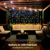 Lighting EVER Curtain Lights Battery Operated & USB Plug in, Remote, 10 x 10 ft Hanging Fairy Lights for Bedroom Wall, 300 LED Indoor Outdoor Backdrop Lights for Wedding Party, Patio Gazebo