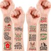 100PCS Christmas Inspirational Cute Temporary Tattoos Christmas Bless Saying, Christmas Words Inspired Holiday Letter Greeting Themed Stickers for Adults Kids Xmas Decoration Birthday Party