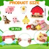 Hanaive 50 Pcs Farm Animal Squeeze Bulk Farm Animal Toy Party Favors for Kids Mini Novelty Toy Classroom Prizes for Kids School Party Supplies