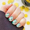 24Pcs St. Patrick's Day Press on Nails Short Square Fake Nails Green Shamrock Acrylic False Nails Lucky Four Leaf Clover Petite Glue on Nails Irish Artificial Nails for Saint Patrick's Day Manicure