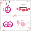 Hippie Costume Set Includes Peace Sign Necklace & Earring, Flower Crown Headband and Sunglasses 60s 70s Party Accessories (Sweet Girl)