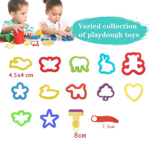 Oun Nana Playdough Tools 20 PCS Play Dough Tools Set for Kids, Various Shape Playdough Cutters & Rollers, Random Color