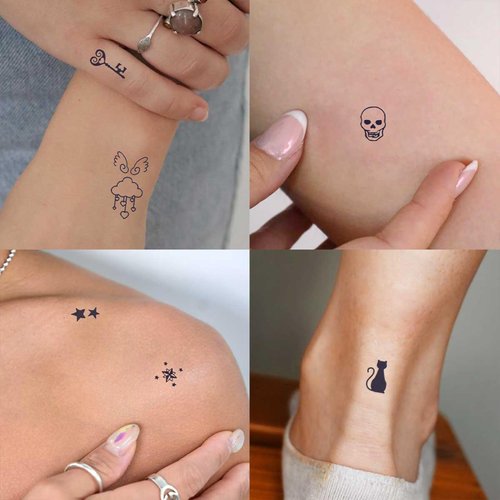 30 Sheets 480Pcs Tiny Small Stickers Temporary Tattoos with Plant Herbal For Women Men Finger Hands, Cartoon Fake Tattoo Stickers For Kids, Black Small Waterproof Tatoos Stickers For Adult Kids Q625C